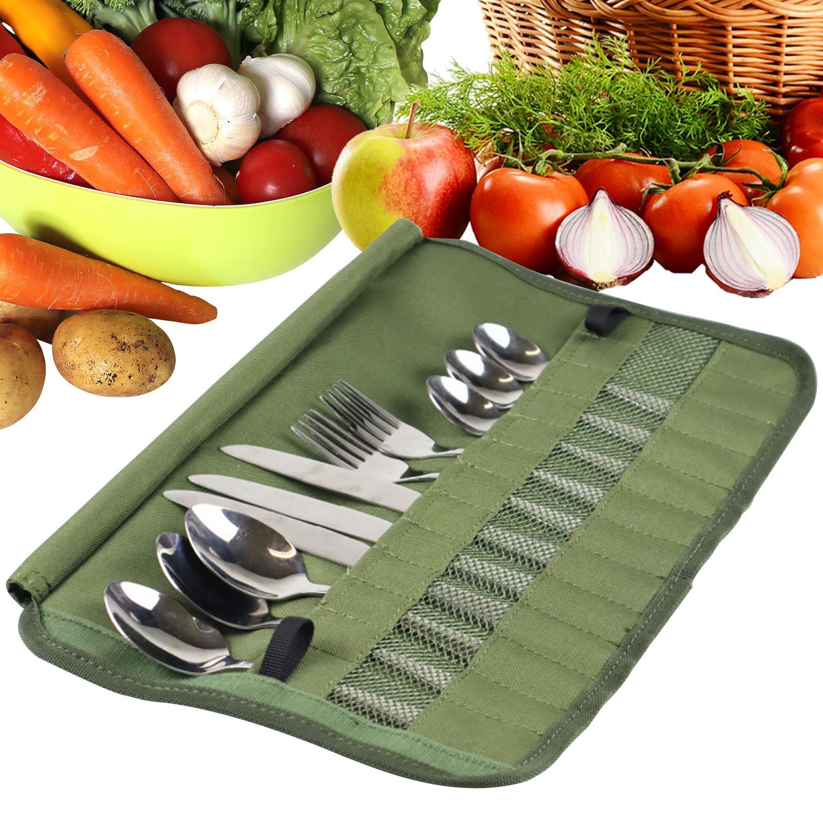 Camping Cooking Utensil Roll - حقيبة أدوات المائدة للتخييم، مجموعة أدوات