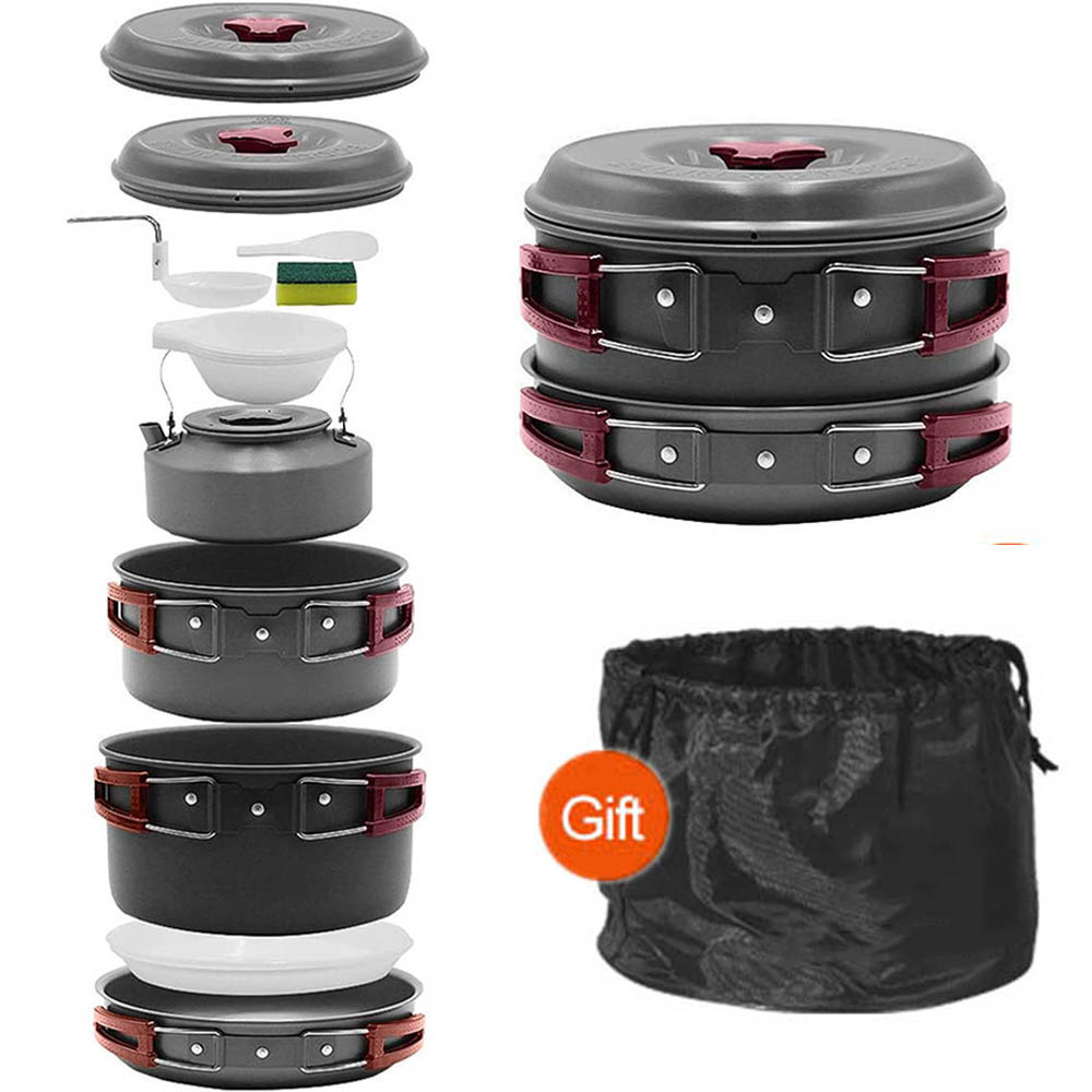 Camping Cooking Pots And Pans Set - مجموعة طهي محمولة خارجية لـ 3-4