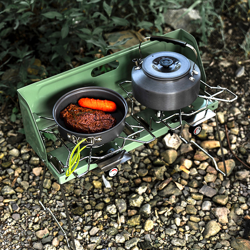 Camping Double Cooking Stove - موقد غاز محمول للاستخدام الخارجي، موقد