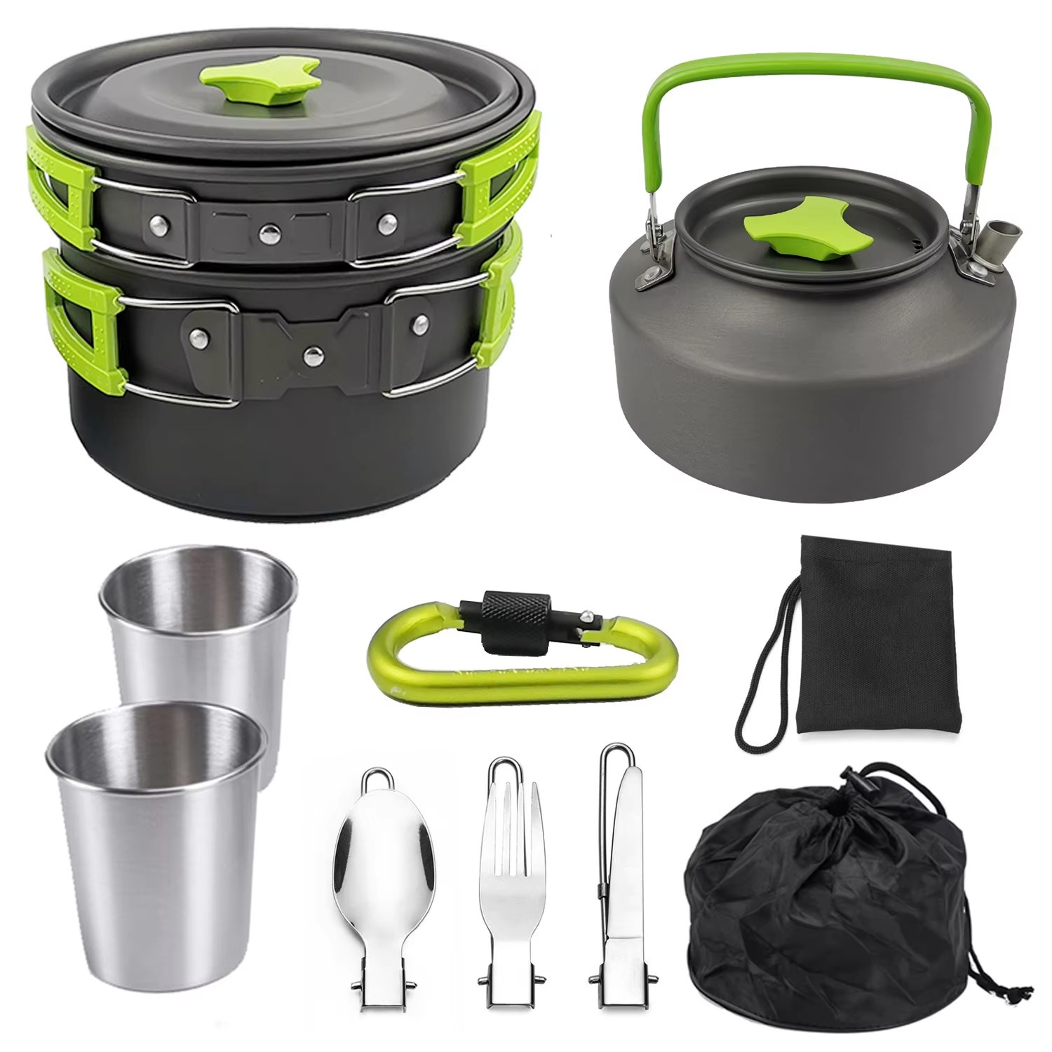 Camping Cooking Set Non Stick - طقم طهي للتخييم، أدوات طهي للرحلات،