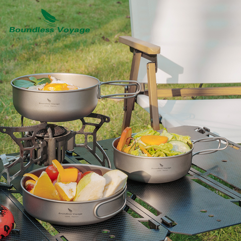Camping Cooking Pots And Pans Set - طقم طهي تخييم من التيتانيوم Boundless