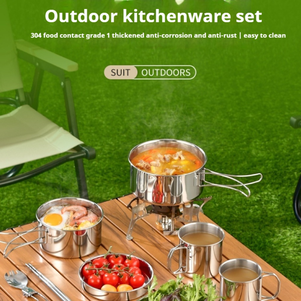 12 قطعة مجموعة أدوات المطبخ لل - مراجعة Camping Cooking Pots And Pans Set وسعره