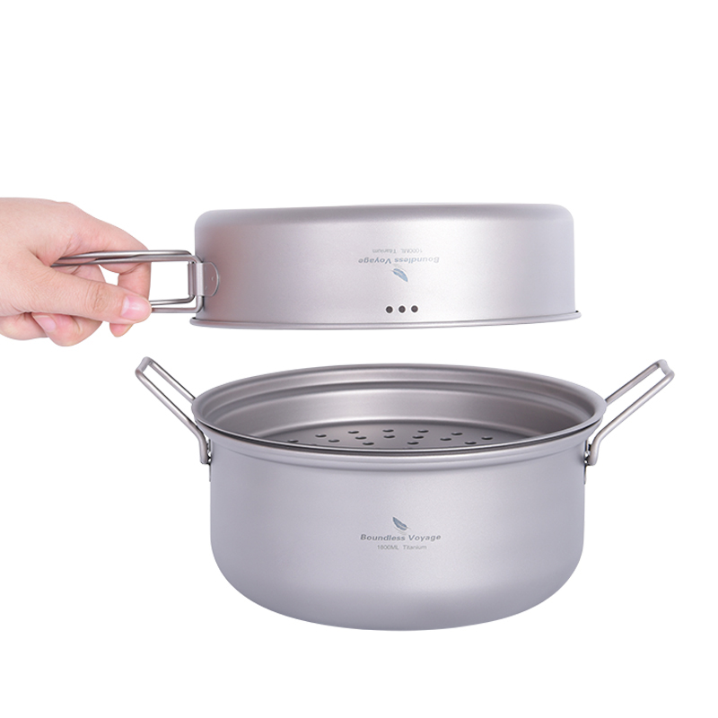 طقم أواني طهي التيتانيوم من Bo - مراجعة Camping Cooking Pots And Pans Set وسعره