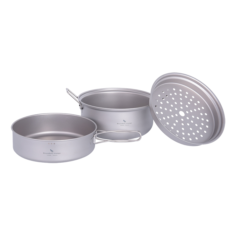 طقم أواني طهي التيتانيوم من Bo - مراجعة Camping Cooking Pots And Pans Set وسعره