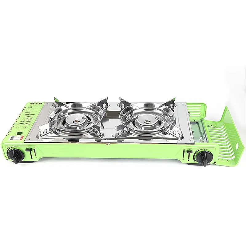 طاولة تخييم محمولة للاستخدام ا - مراجعة Camping Double Cooking Stove وسعره