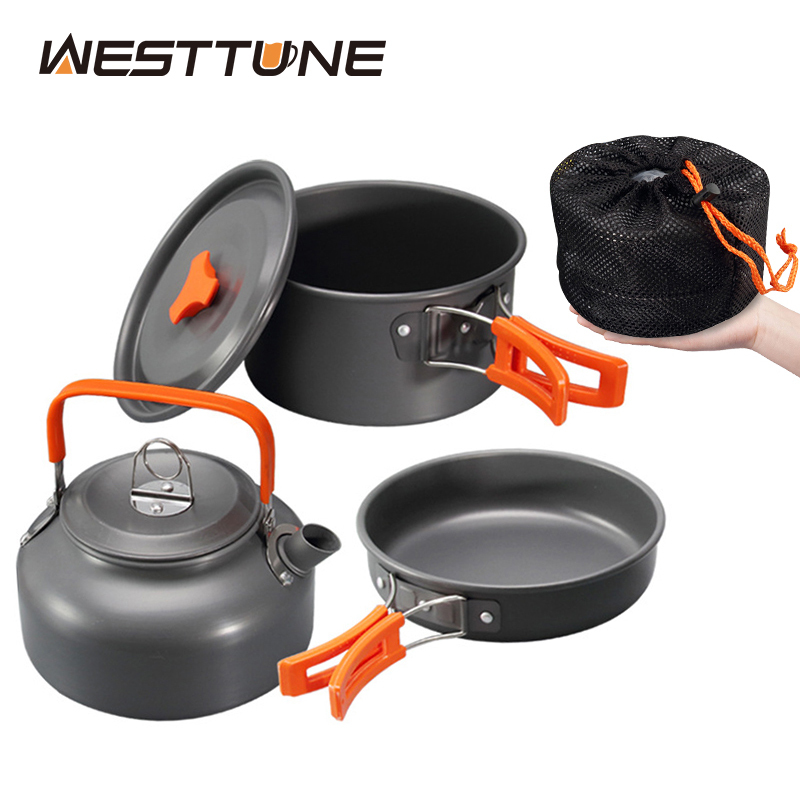 WESTTUNE التخييم طقم حلل استان - مراجعة Camping Cooking Pots And Pans Set وسعره