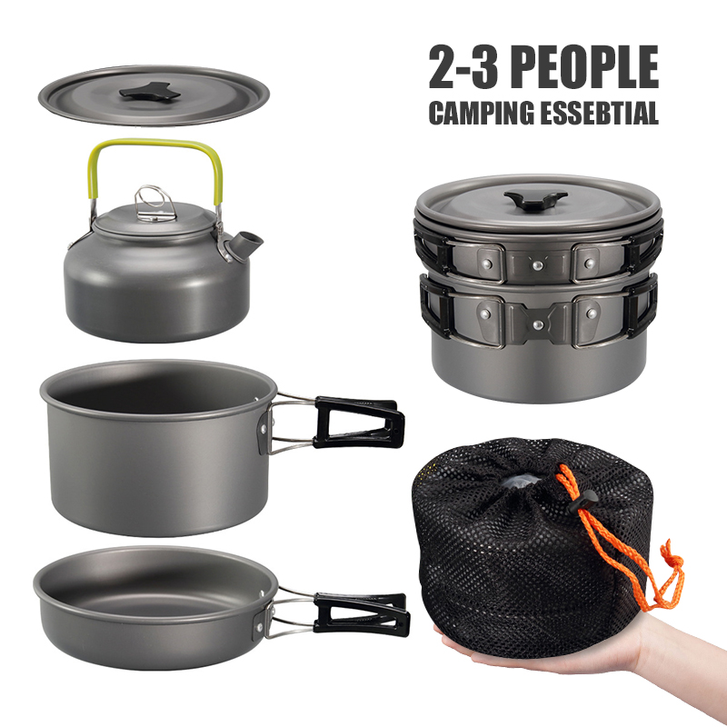 WESTTUNE التخييم طقم حلل استان - مراجعة Camping Cooking Pots And Pans Set وسعره