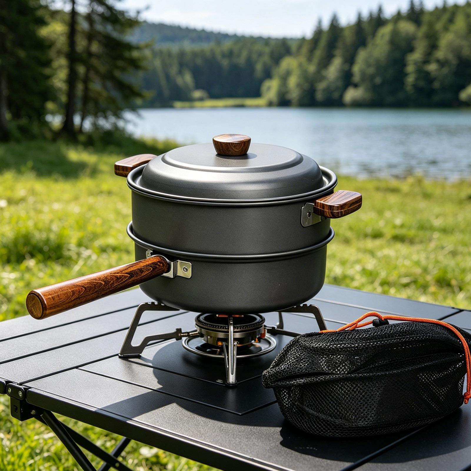 مقلاة تخييم محمولة كبيرة وخفيف - مراجعة Camping Double Cooking Stove وسعره