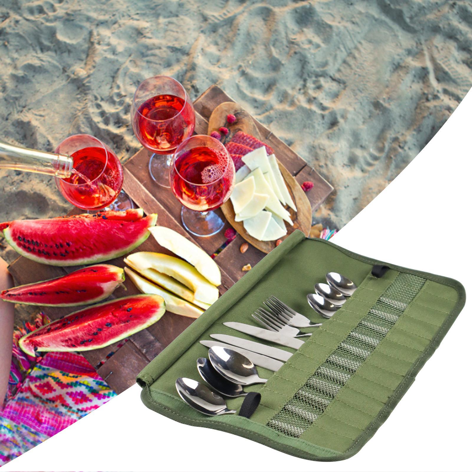 حقيبة تخزين أدوات المطبخ للتخي - مراجعة Camping Cooking Utensil Roll وسعره