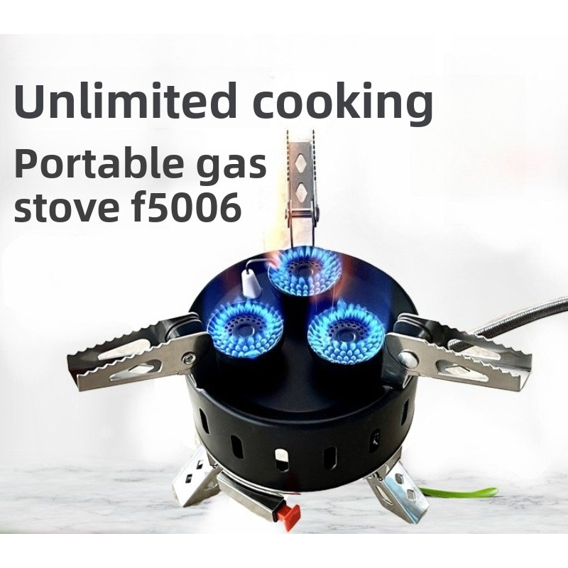 موقد غاز البوتان المحمول بثلاث - مراجعة Camping Cooking Gas Stove Portable Tool وسعره
