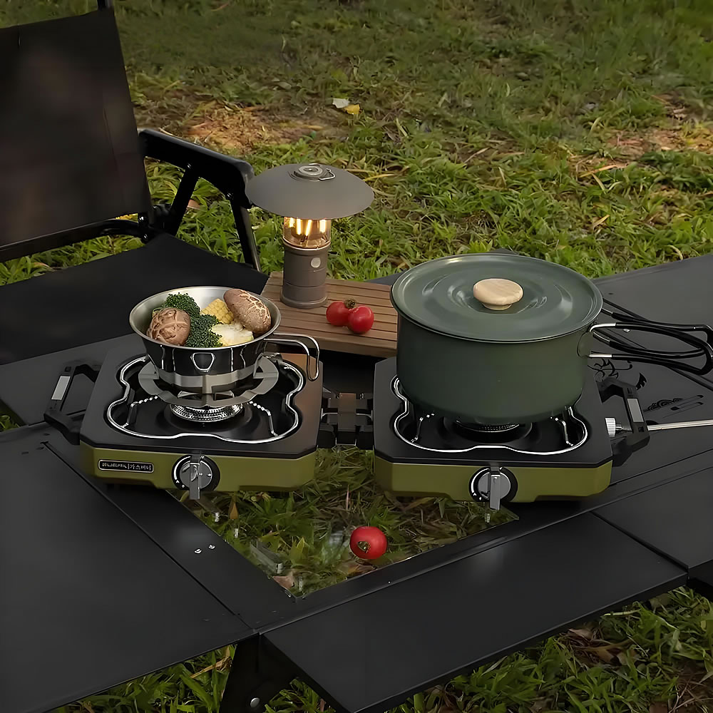 موقد للتخييم موقد مزدوج محمول  - مراجعة Camping Double Cooking Stove وسعره