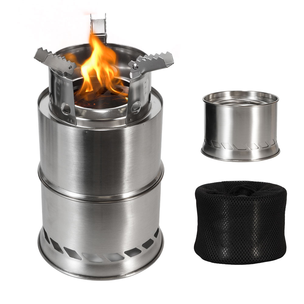 موقد خشبي محمول للتخييم في اله - مراجعة Camping Double Cooking Stove وسعره