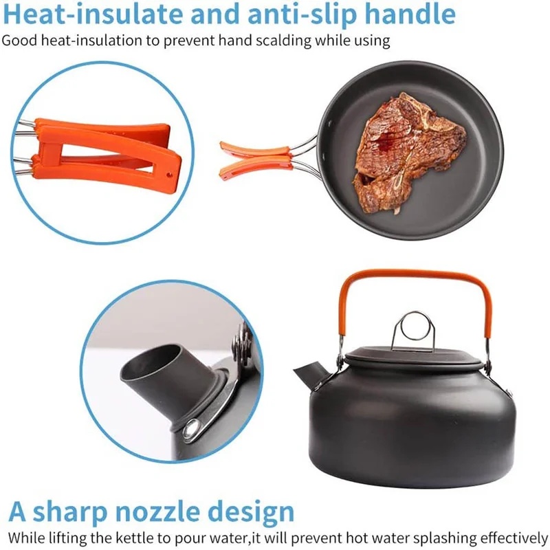 مجموعة أدوات الطهي للتخييم، أد - مراجعة Camping Cooking Set Non Stick وسعره